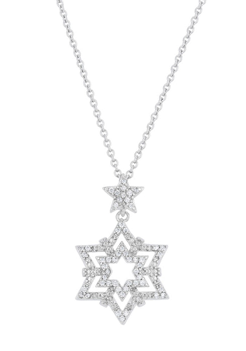 J Goodin Stella 0.3ct Cz White Gold Rhodium Star Drop Necklace