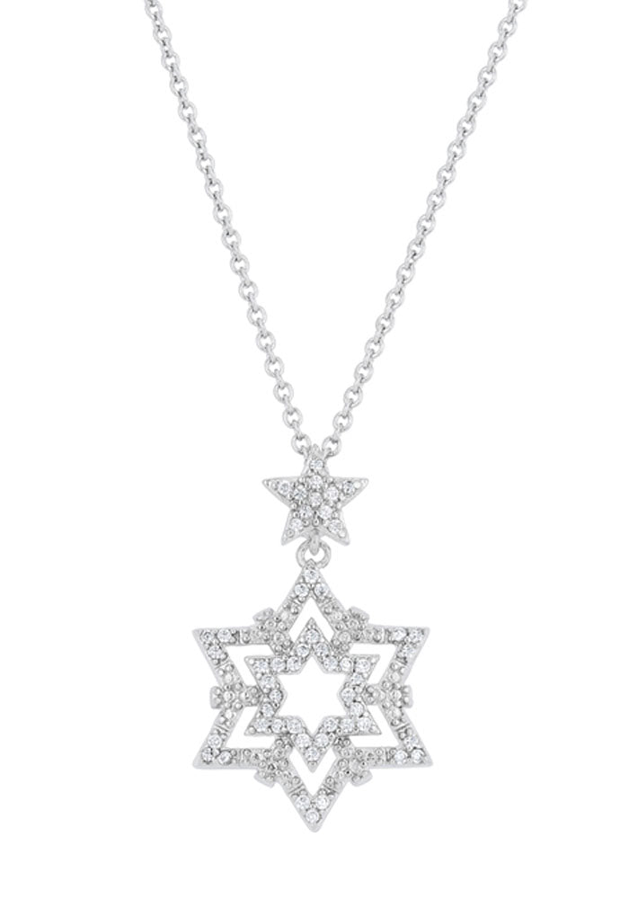 J Goodin Stella 0.3ct Cz White Gold Rhodium Star Drop Necklace