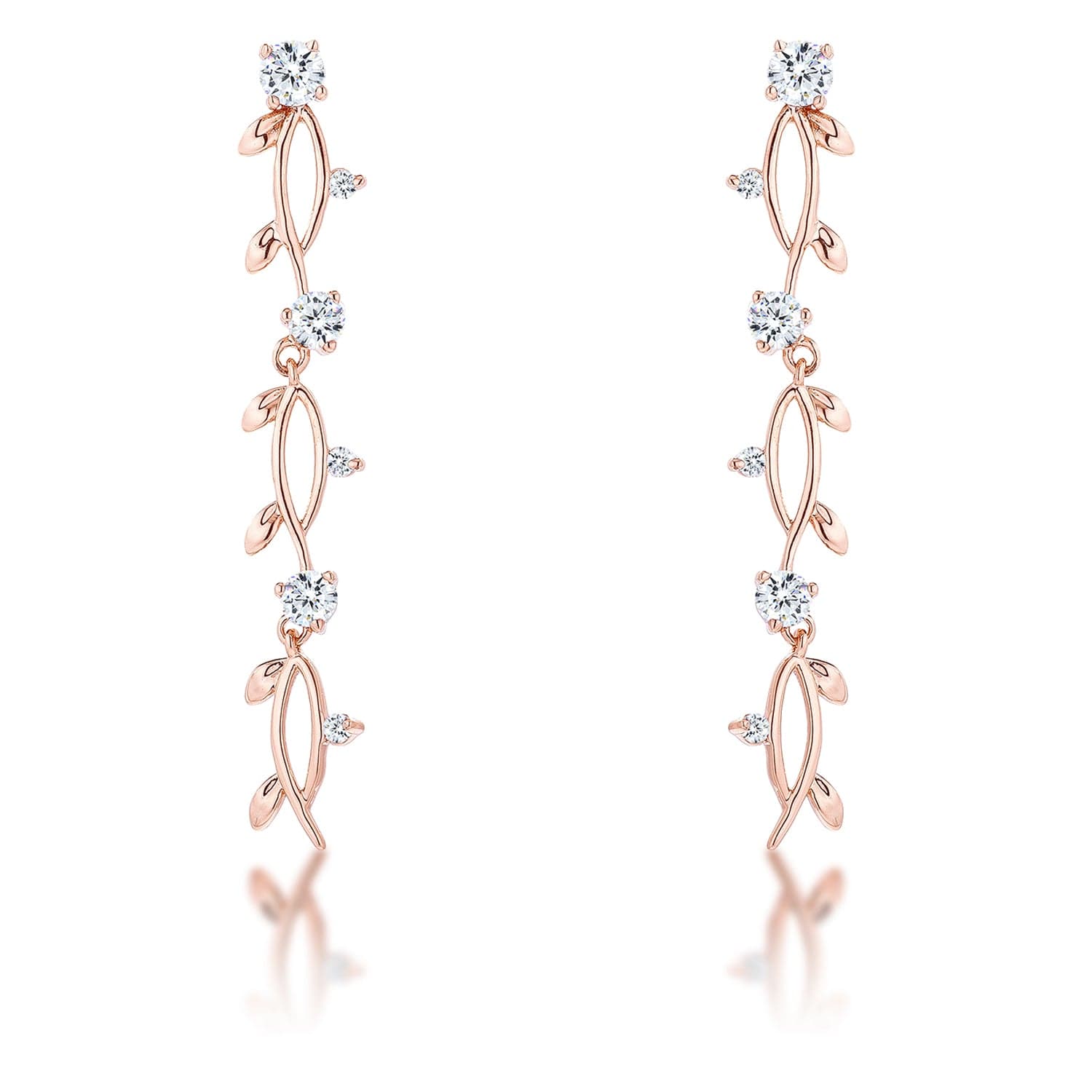 1.1Ct Vine Design Rose Gold Plated Earrings