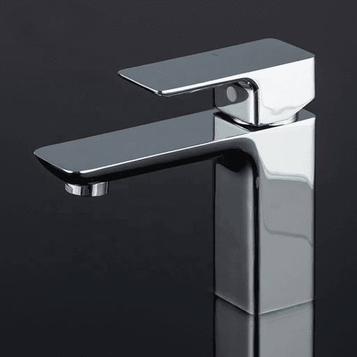 Contemporary Single-Handle Basin Faucet — Chrome