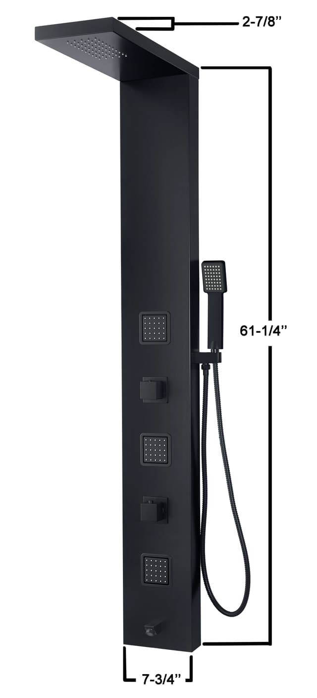 #22929 ST87110 SATIN BLACK SHOWER PANEL (ANGLED)