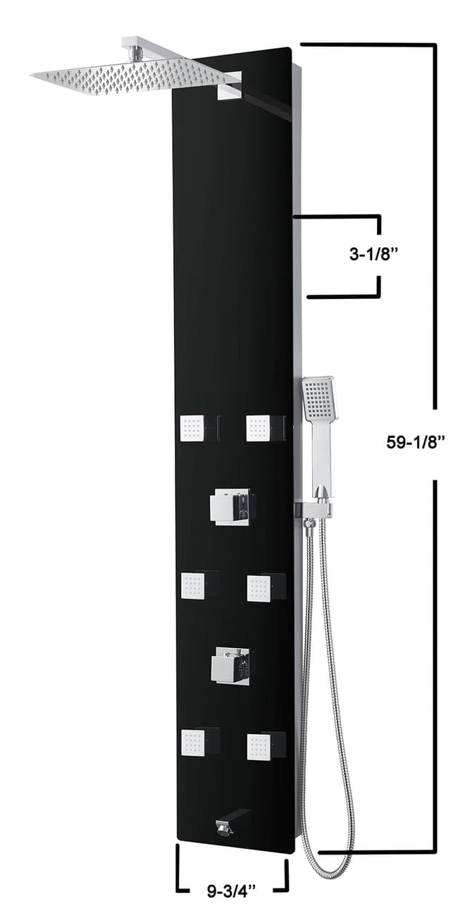 #22931 ST861098 BLACK MIRRORED SHOWER PANEL (SQUARE)