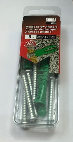 PLASTICS SCREW ANCHORS #12-14*1-1/2'' (5 PCS)