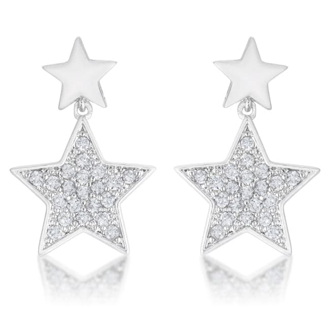 Bianca 0.5ct CZ Rhodium Star Drop Earrings