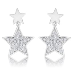 Bianca 0.5ct CZ Rhodium Star Drop Earrings