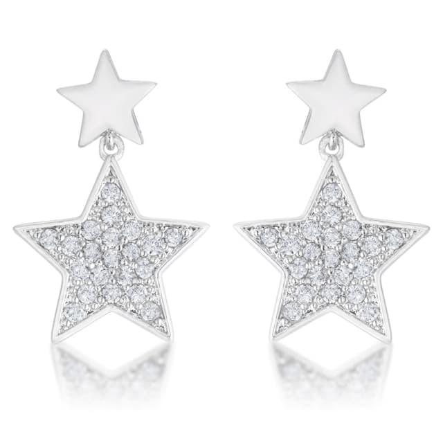 Bianca 0.5ct CZ Rhodium Star Drop Earrings