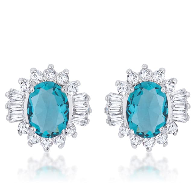 Chrisalee 3.3ct Aqua CZ Rhodium Classic Stud Earrings