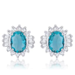 Chrisalee 3.3ct Aqua CZ Rhodium Classic Stud Earrings
