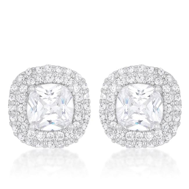 Cushion Pave Stud Earrings