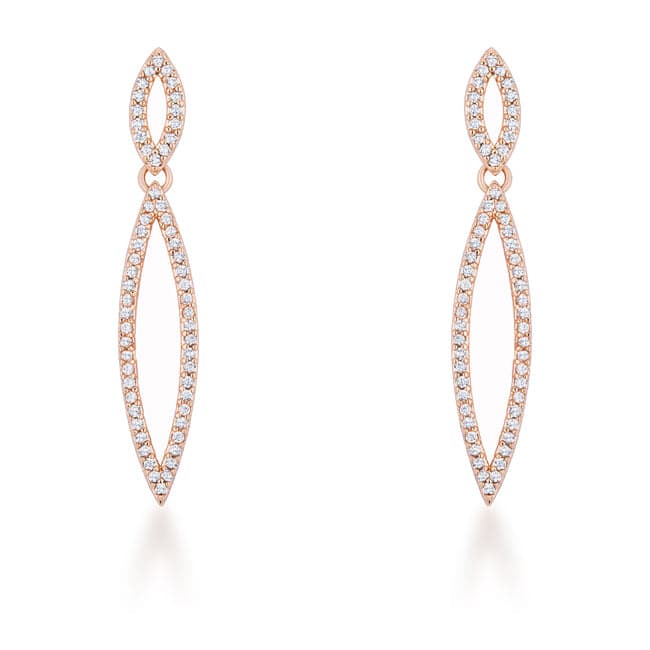 Sara 1.2ct CZ Rose Gold Delicate Double Teardrop Drop Earrings