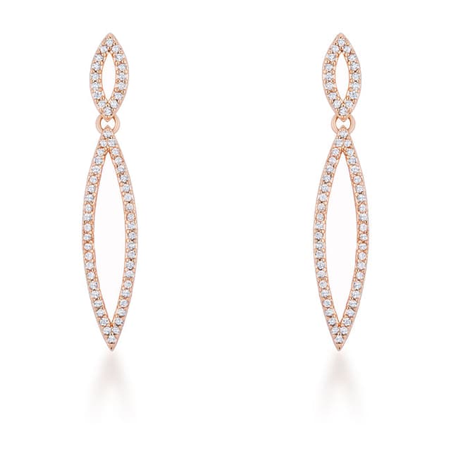 Sara 1.2ct CZ Rose Gold Delicate Double Teardrop Drop Earrings