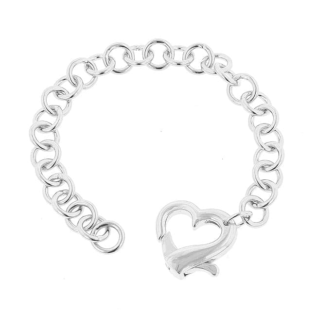 Rhodium Plated Heart Bracelet