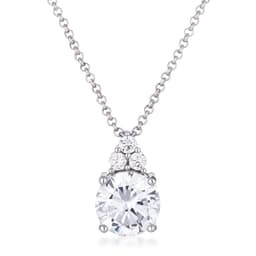 Simple Rhodium Plated 9mm Clear CZ Pendant