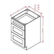 Grey Shaker 3-Drawer Base (3DB12-36)