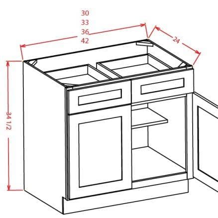 Dark Wood Shaker Double-Door Double-Drawer Base