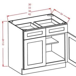 Dark Wood Shaker Double-Door Double-Drawer Base