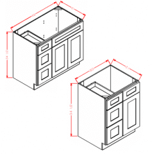 Dark Wood Shaker Vanity Combo Base — Drawers Left