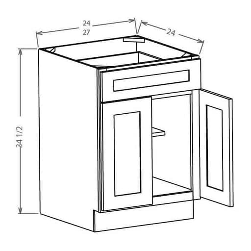 White Shaker Double-Door Single-Drawer Base (B24/B27)