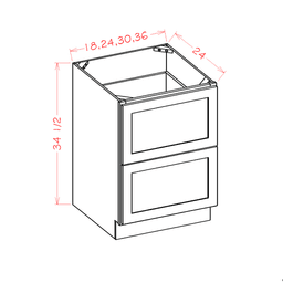 White Shaker 2-Drawer Base (2DB18/24/30/36)
