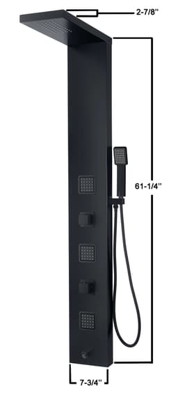#22929 ST87110 SATIN BLACK SHOWER PANEL (ANGLED)