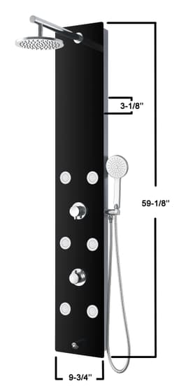 #22930 ST8655 BLACK MIRROED SHOWER PANEL (ROUND)