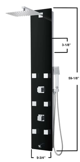 #22931 ST861098 BLACK MIRRORED SHOWER PANEL (SQUARE)