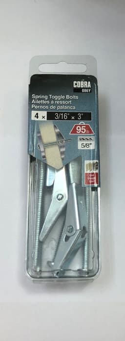 SPRING TOGGLE BOLTS 3/16''*3'' (4 PCS)