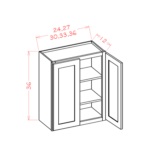 White Shaker - 36" High Wall Cabinets-Double Door