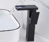 Quality Brushed Nickel Waterfall bathroom led basin sink faucet light led luminous