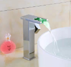 Quality Chrome Waterfall bathroom led basin sink faucet light led luminous