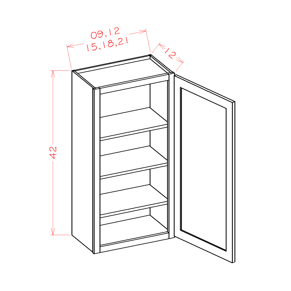 White Shaker - 42" High Wall Cabinets-Single Door