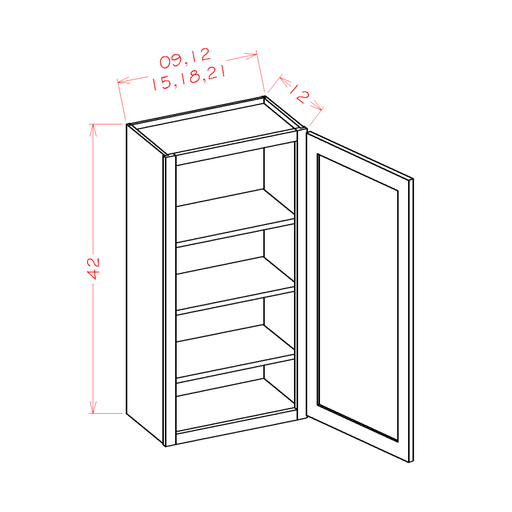 White Shaker - 42" High Wall Cabinets-Single Door