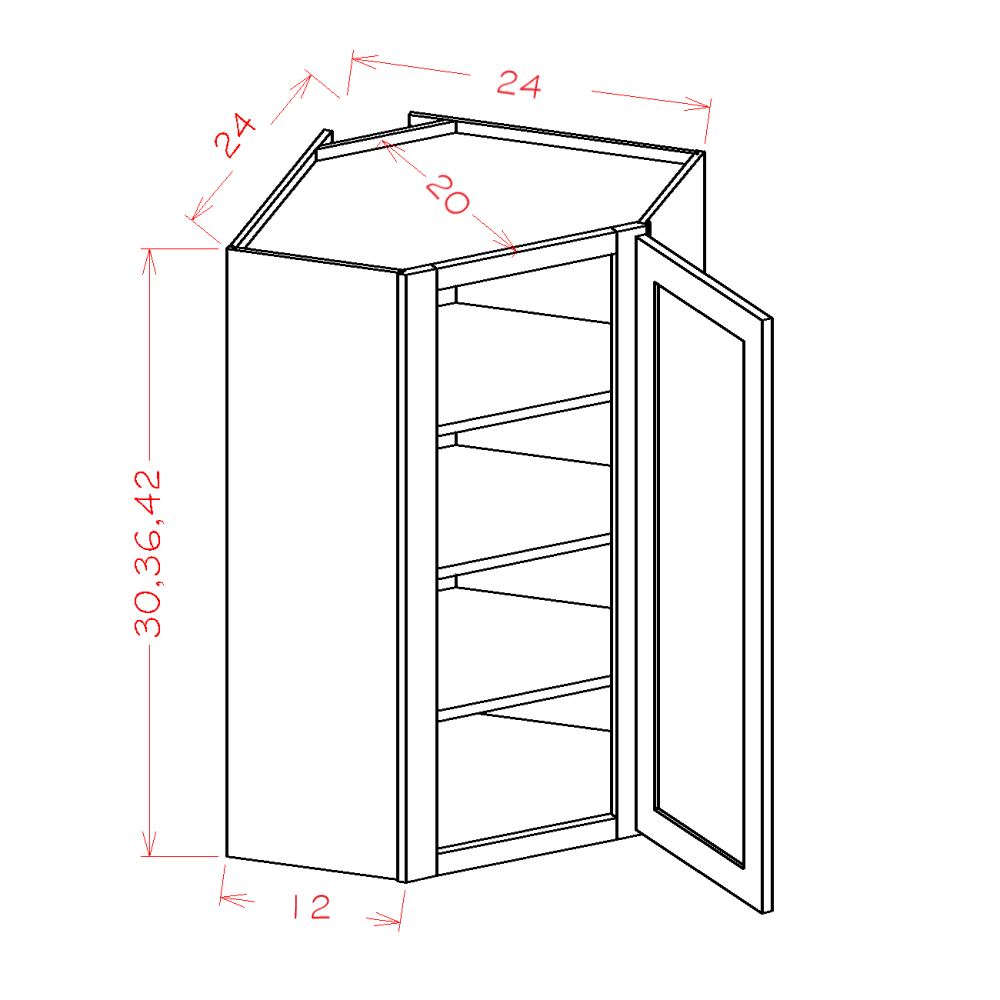 White Shaker - Diagonal Corner Wall Cabinets
