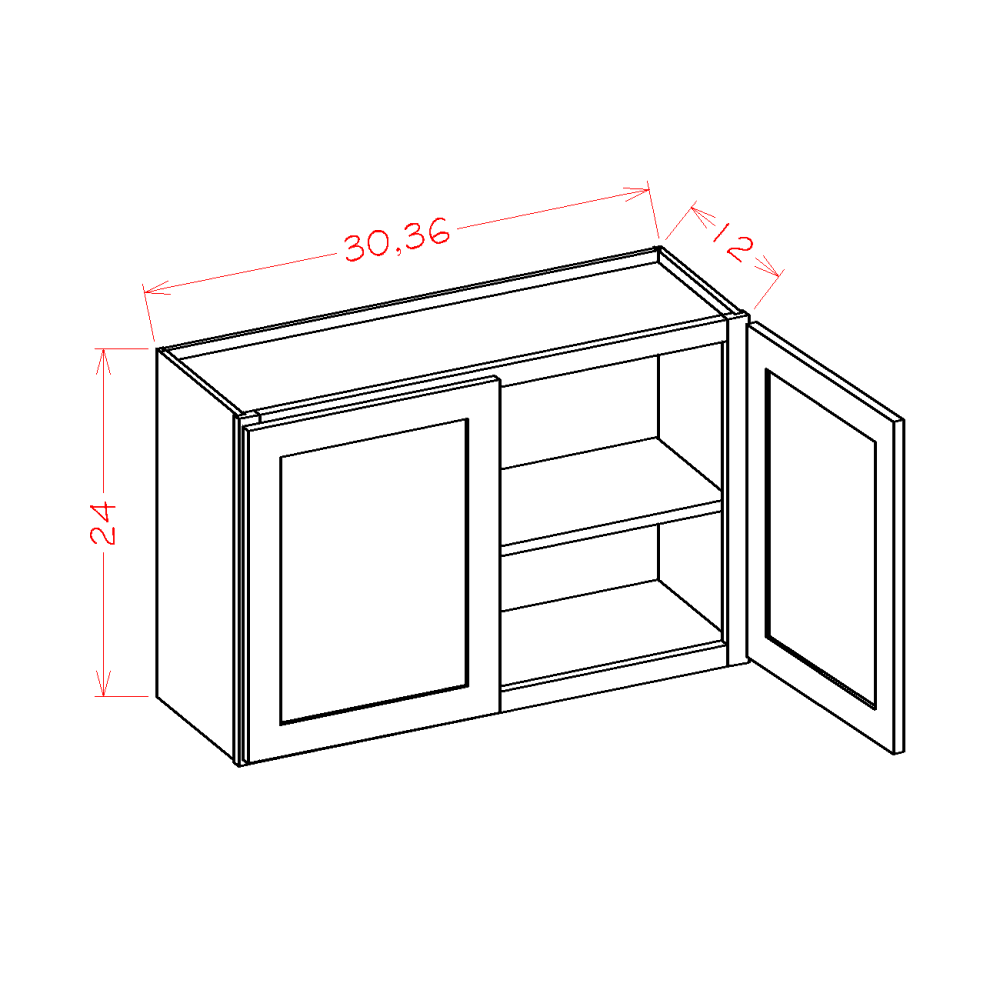 White Shaker - 36"Bridge Cabinets WALL CABINET 2 Doors