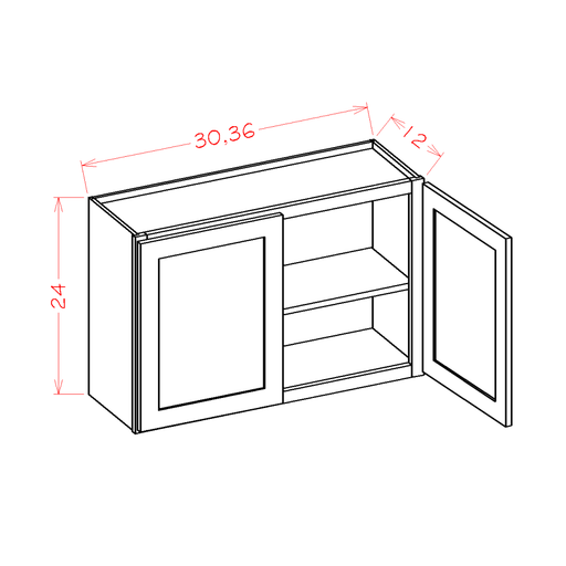 White Shaker - 36"Bridge Cabinets WALL CABINET 2 Doors