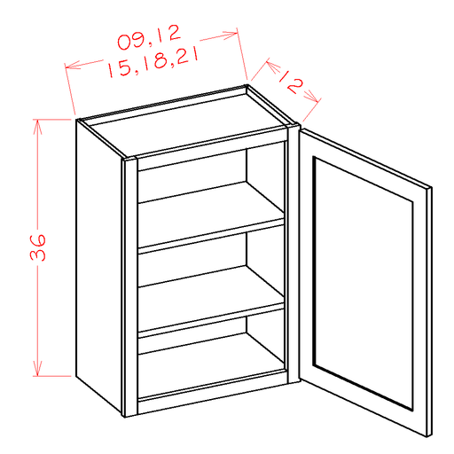 White Shaker - 36" High Wall Cabinets-Single Door