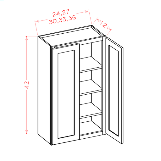 White Shaker - 42" High Wall Cabinets-Double Door