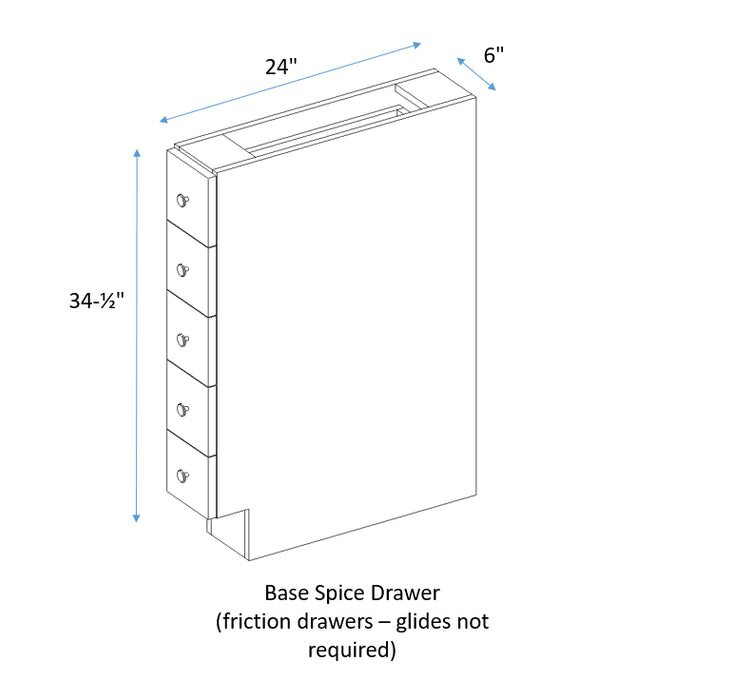White Shaker - Base Spice Drawer- BSDC6