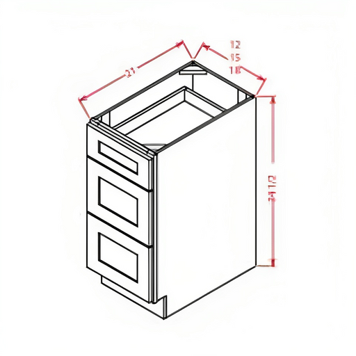 White Shaker Vanity Drawer Base Cabinets with Three Drawers: Classic Elegance and Ample Storage for Your Bathroom