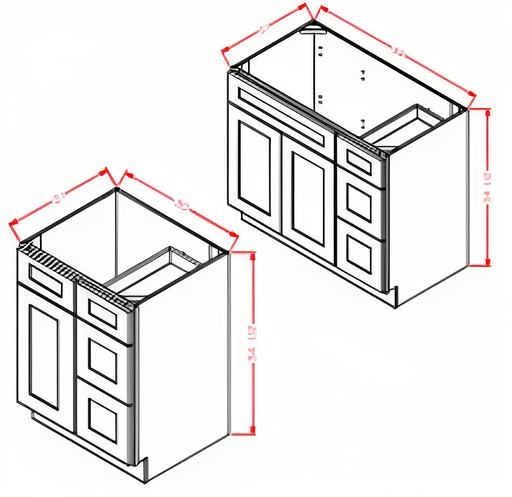 White Shaker Vanity Combo Bases with Right Side Drawers: Timeless Elegance and Bathroom Storage Solutions