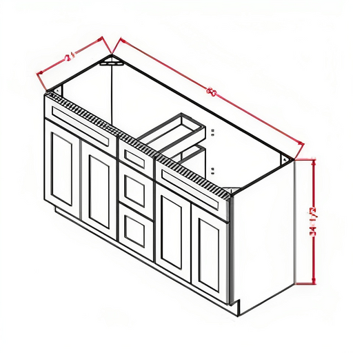 White Shaker Vanity Double Sink Base Cabinet - Elegance and Spaciousness for Your Bathroom