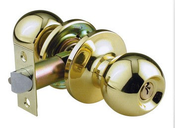 ENTRANCE LOCK (BALL KNOB) POLISHED BRASS