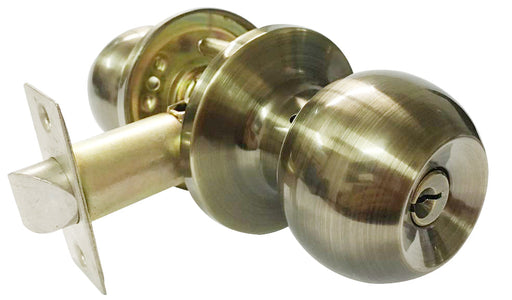 ENTRANCE LOCK (BALL KNOB) ANTIQUE BRASS