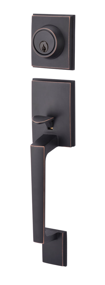 #8586-OIL RUBBED BRONZE SQUARE HANDLESET