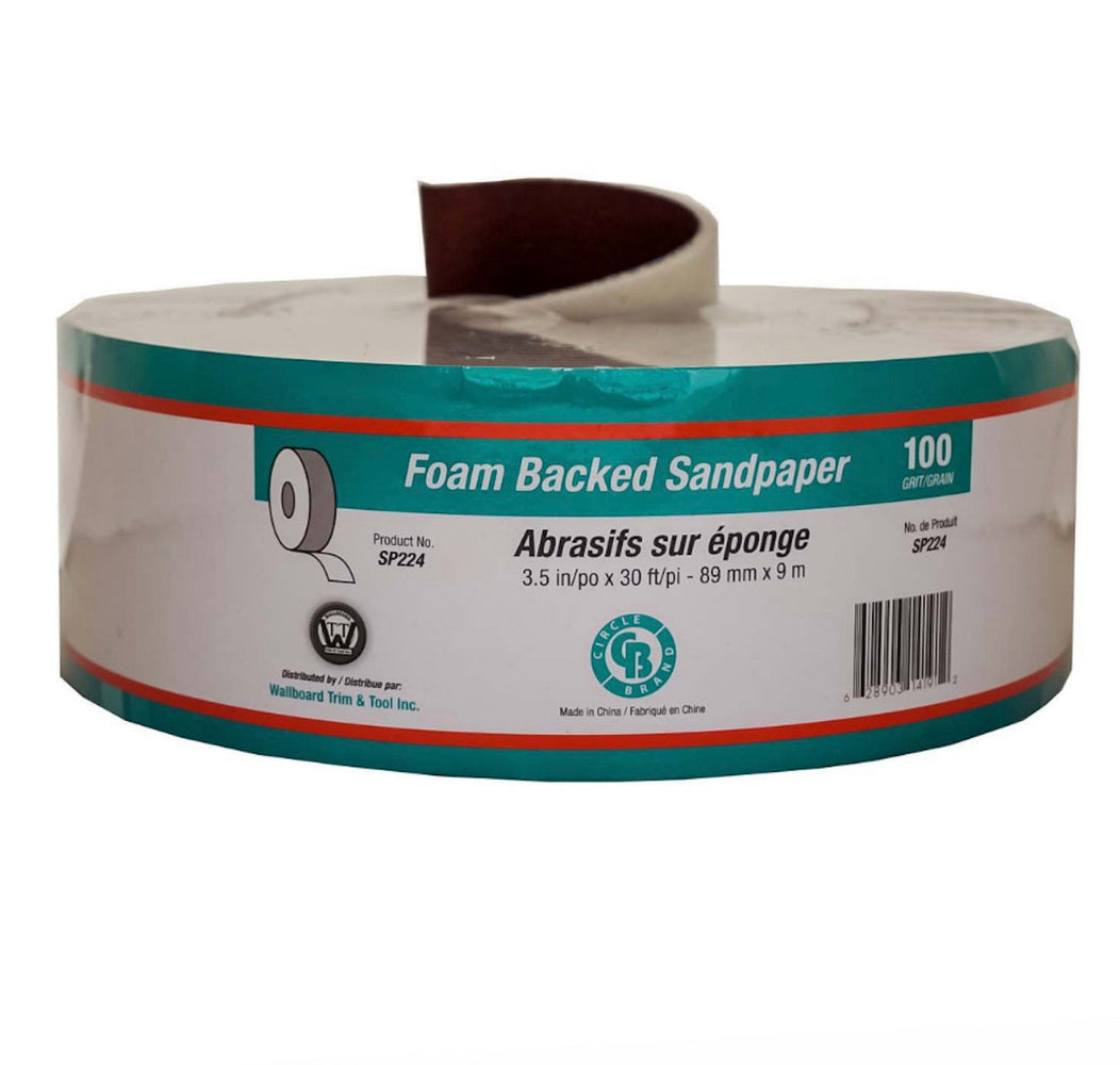 100G 3-1/2"X30 FT FOAM BACKED SANDPAPER
