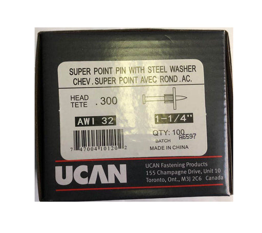 1-1/4'' SUPER POINT PIN WITH STEEL WASHER 100 PCS
