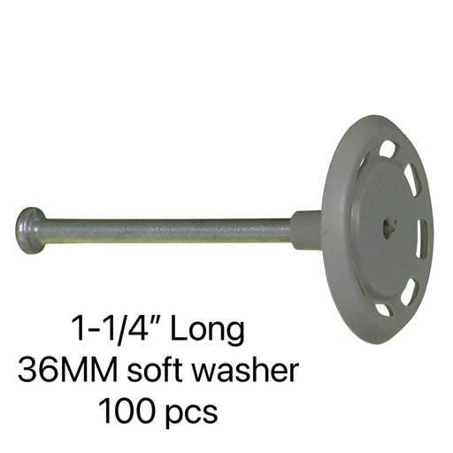 1-1/4" FLAT HEAD INSULATION PIN WITH 36MM SOFT WASHER - 100 PCS