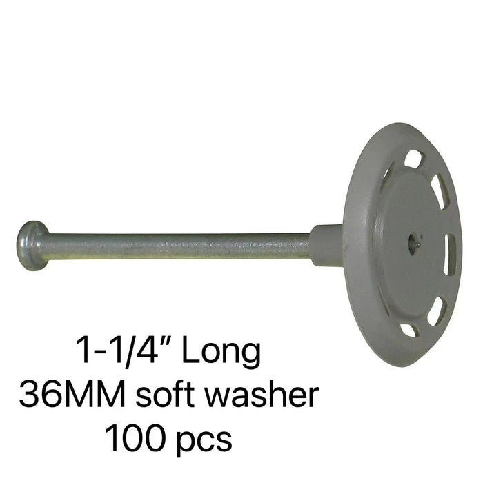 1-1/4" FLAT HEAD INSULATION PIN WITH 36MM SOFT WASHER - 100 PCS