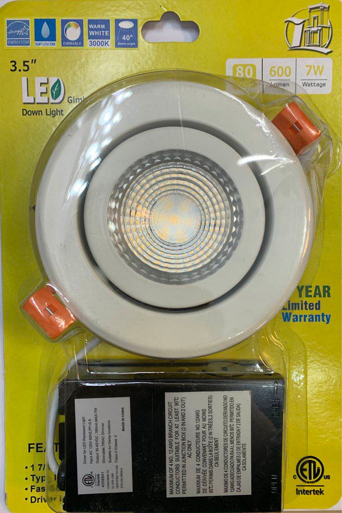 3.5'' LED POT LIGHT 3000K (ADJUSTABLE ANGLE) WITH JUNCTION BOX
