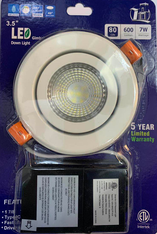 3.5'' LED POT LIGHT 5000K (ADJUSTABLE ANGLE) WITH JUNCTION BOX